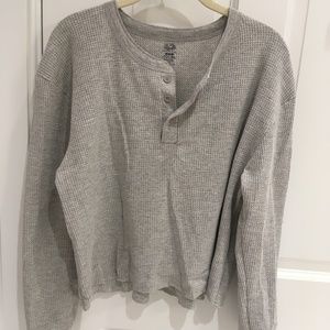 Waffle Grey Cropped Long Sleeve